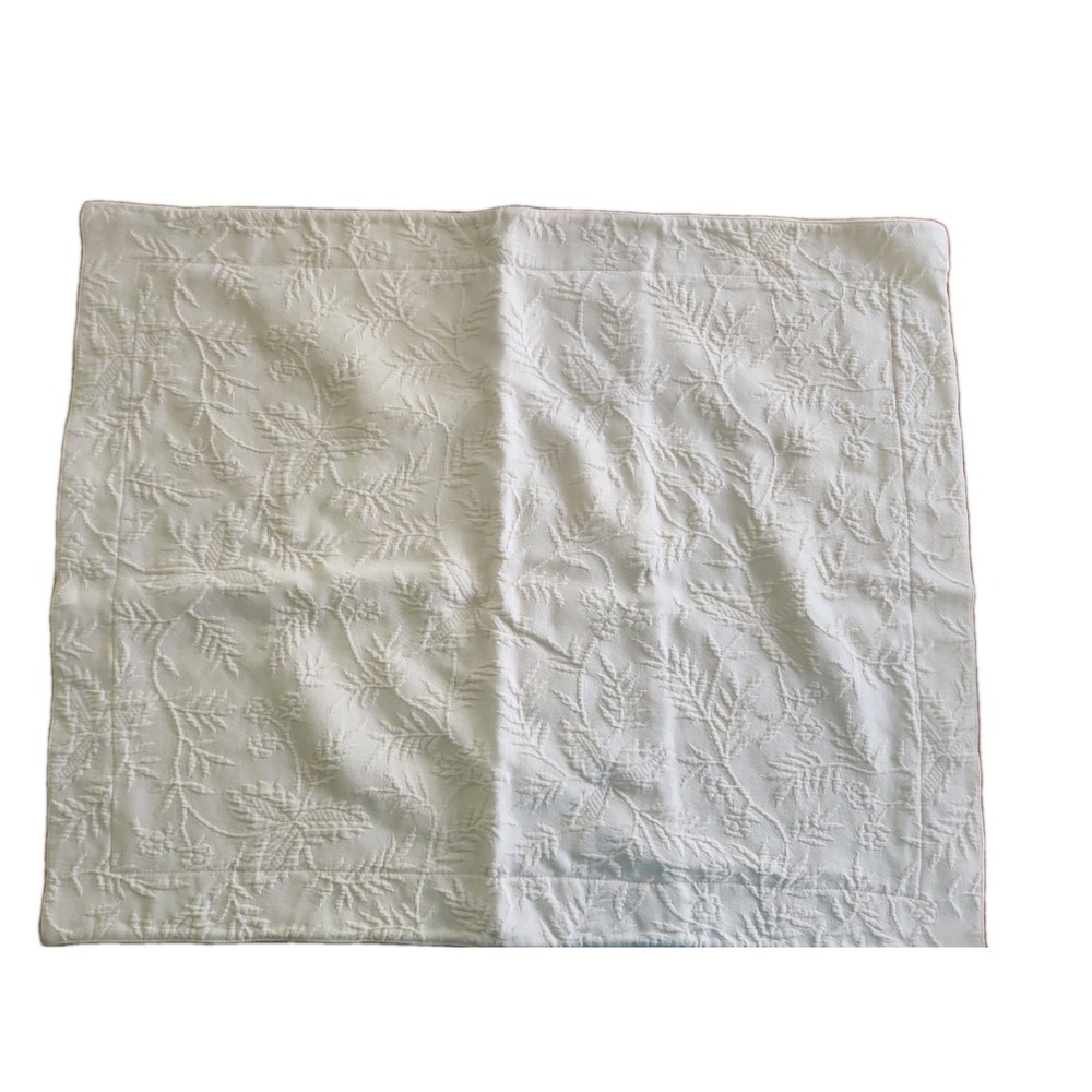 1/Ralph Lauren Off-White/ Ivory Matelasse Fern/Vine Std Pillow Sham Cotton VGC